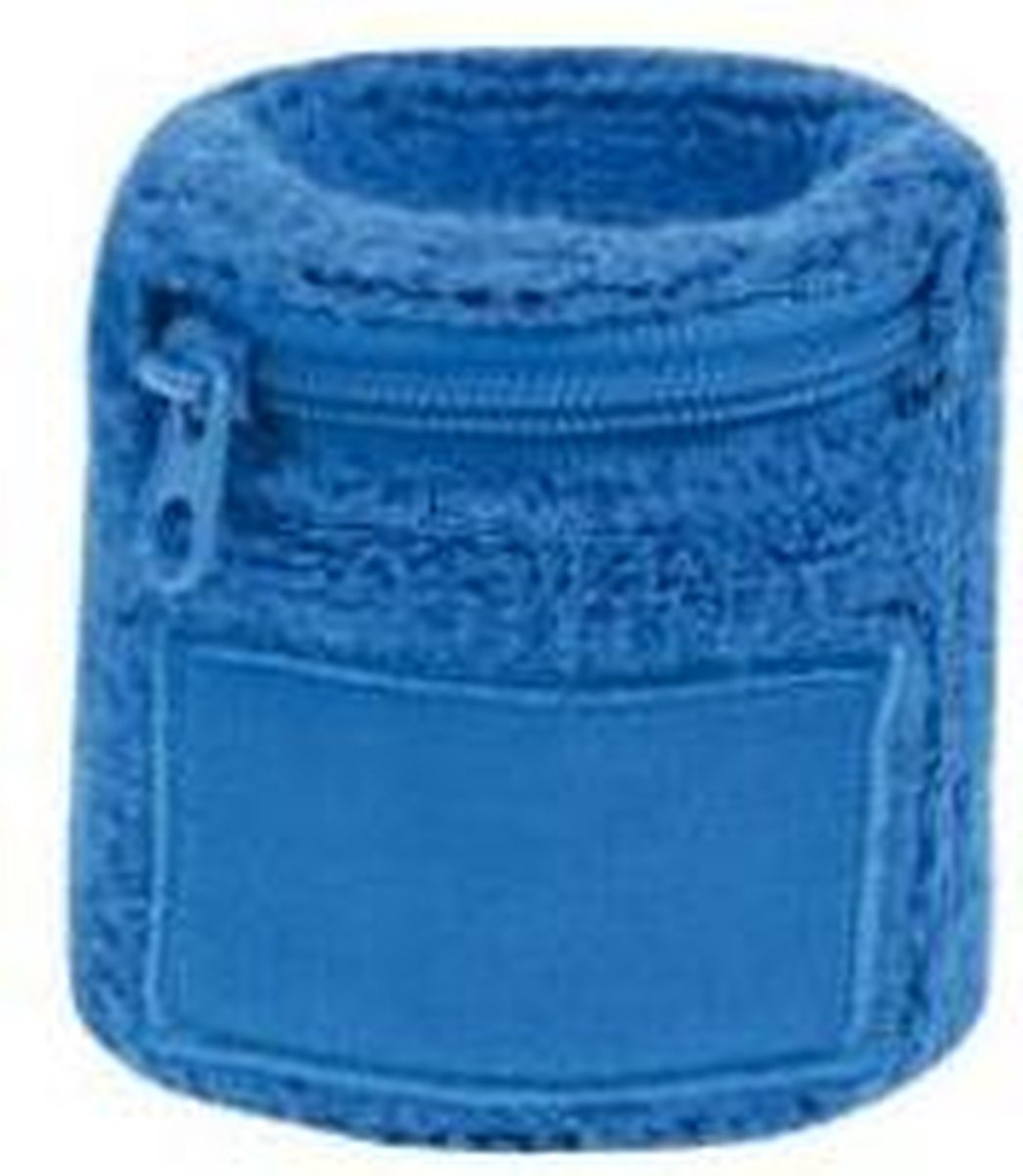 Blauwe zweetband met ritsje