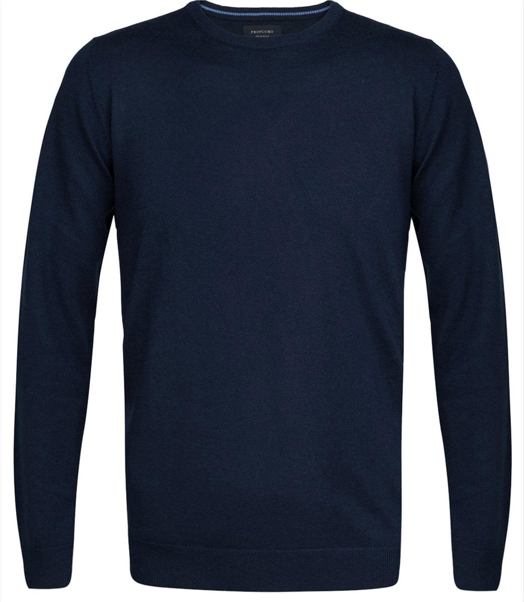 Profuomo Originale Slim Fit - heren trui wol - navy blauw -  Maat XXL