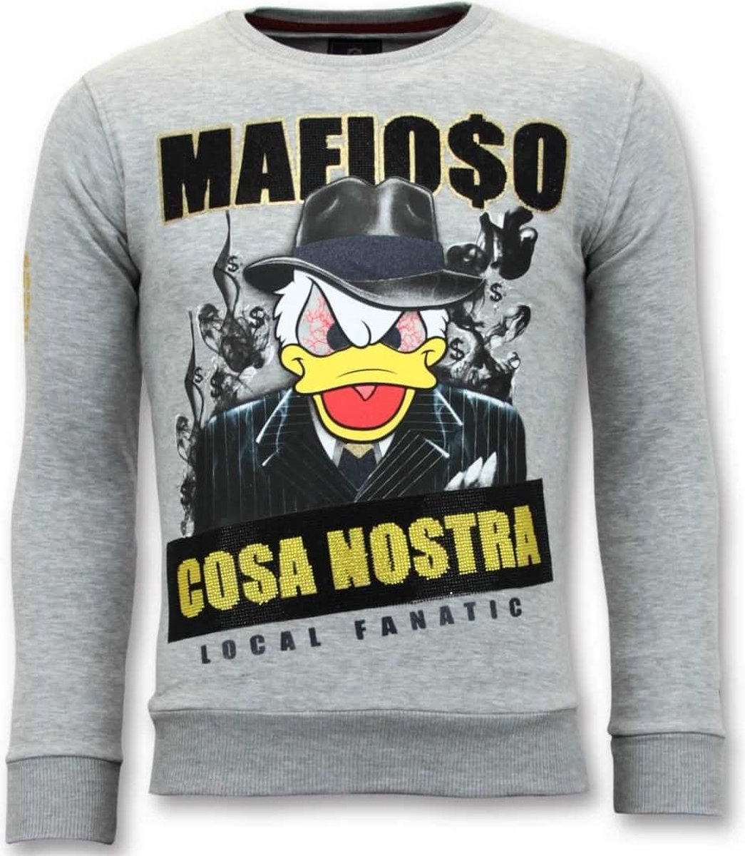 Local Fanatic Exclusieve Sweater Heren - Cosa Nostra Mafioso - Grijs - Maten: S
