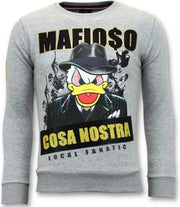 Local Fanatic Exclusieve Sweater Heren - Cosa Nostra Mafioso - Grijs - Maten: S