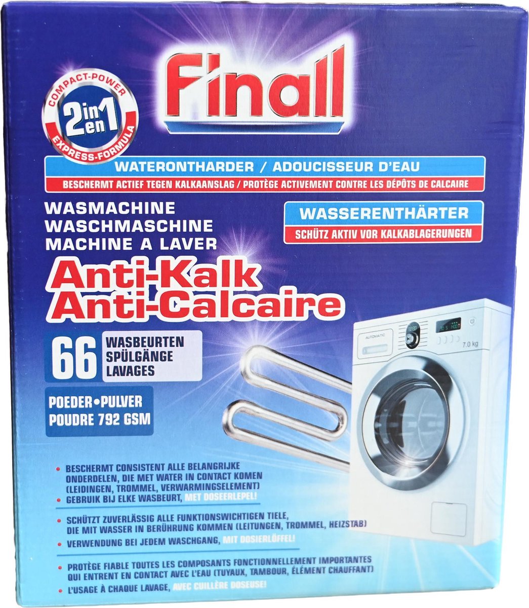 Finall waterontharder voor wasmachine anti kalk voor 66 wasbeurten