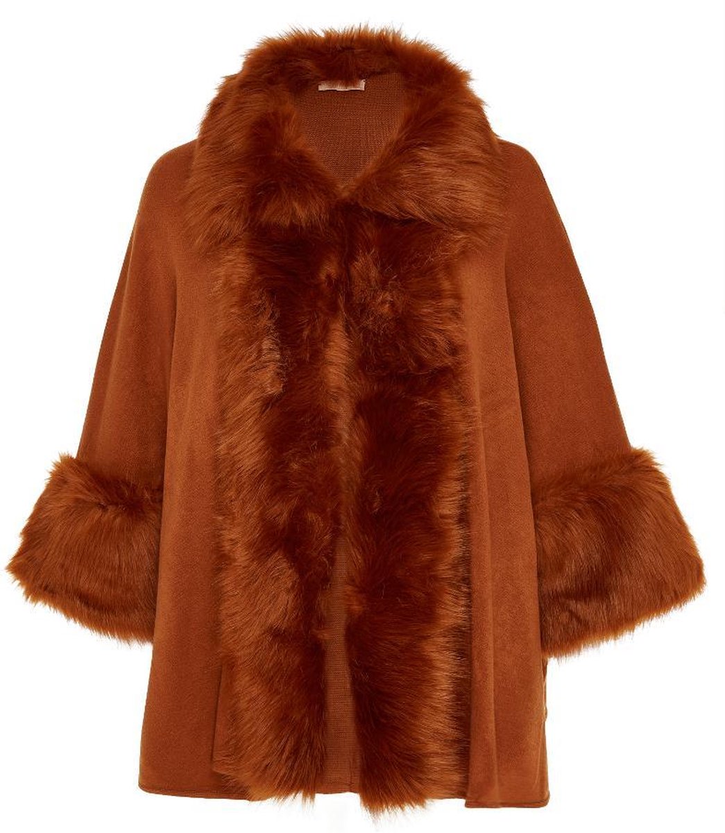 Poncho met bont look