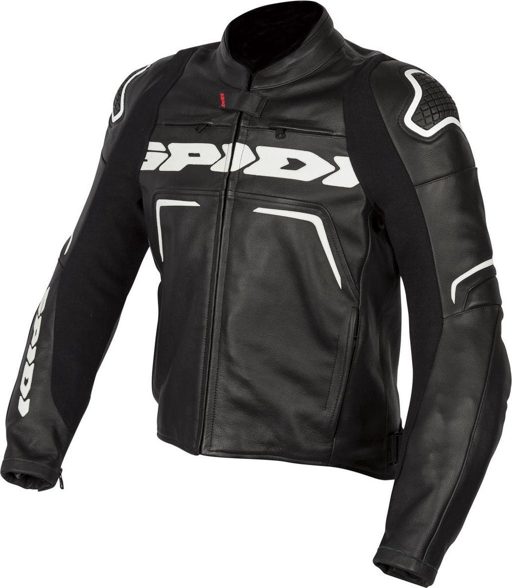 Spidi Evorider 2 Black White Leather Motorcycle Jacket 50