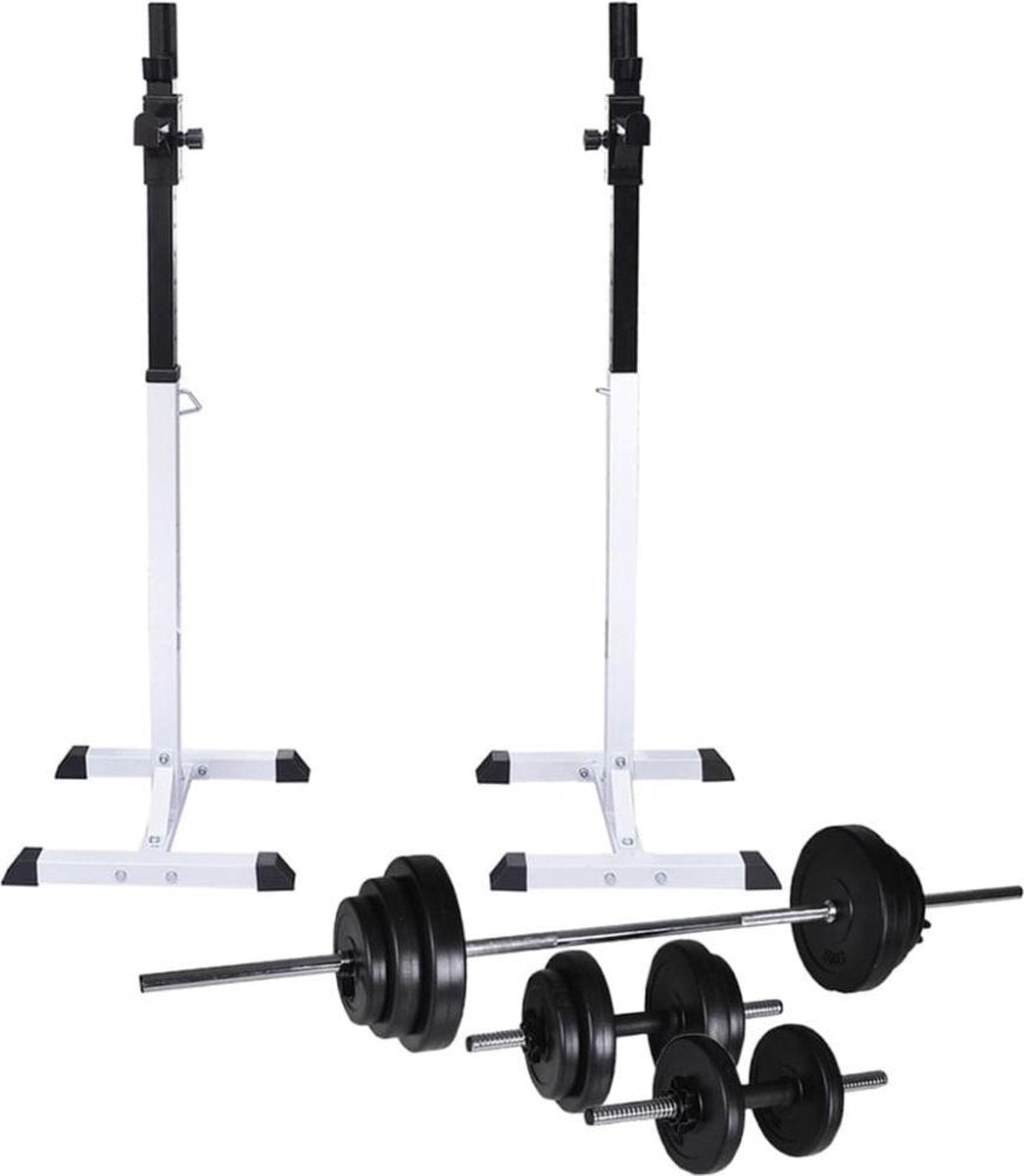 vidaXL Halter-/squatrek met halterset 30.5 kg