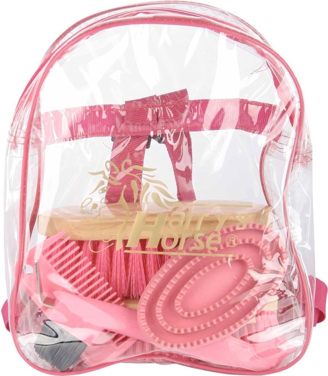 RelaxPets - Harry's Horse - Poetstas met Borstels - Grooming Kit - Rugtas - Roze - 6 Delig