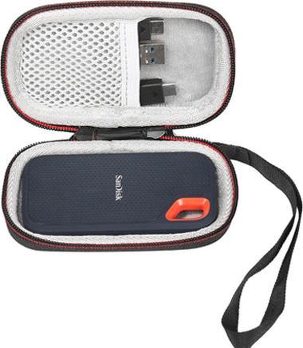 Hard Cover hoesje voor SanDisk Extreme Portable SSD Externe Harde Schijf – Carry Case hoes – Opberghoes SanDisk - Zwart