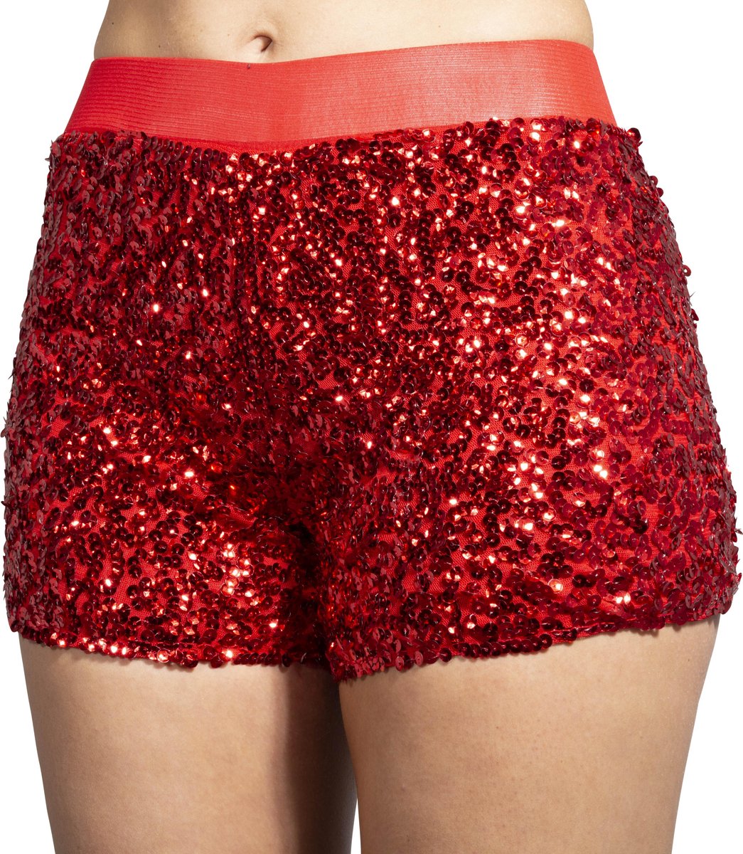 Hotpants pailletten rood