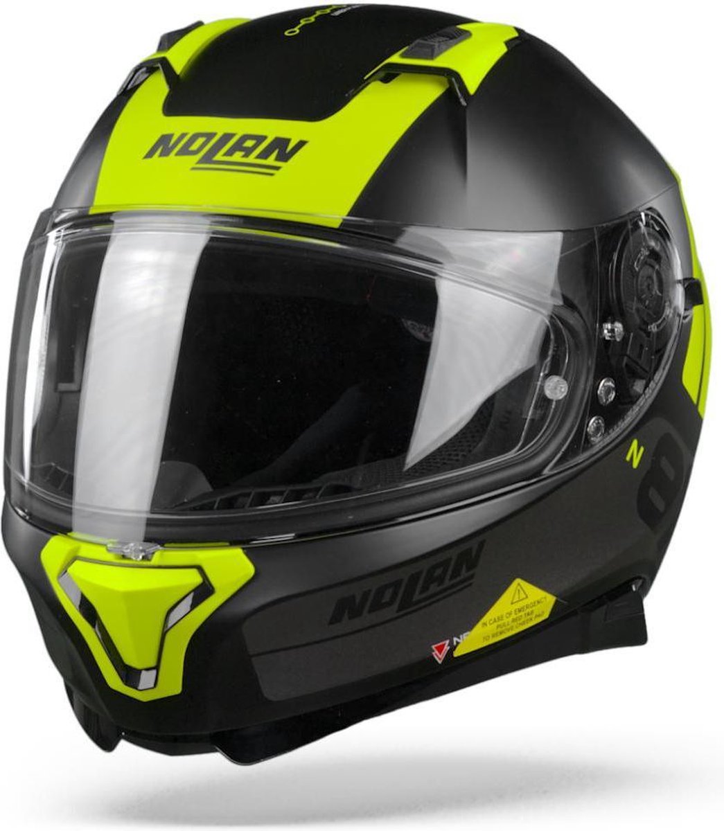 Nolan N87 Plus Distinctive 25 Flat Black Yellow Integraalhelm - Motorhelm - Maat XXL