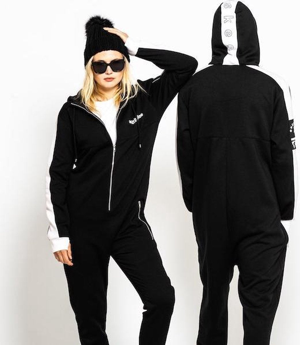 Aprèsskee | Comfortabel Huispak Zwart/Wit | Maat XS | Onesie | Jumpsuit | Loungepak | Thermopak | Après Skipak | Oneskee | Huispakken | Jumpsuits | Loungepakken