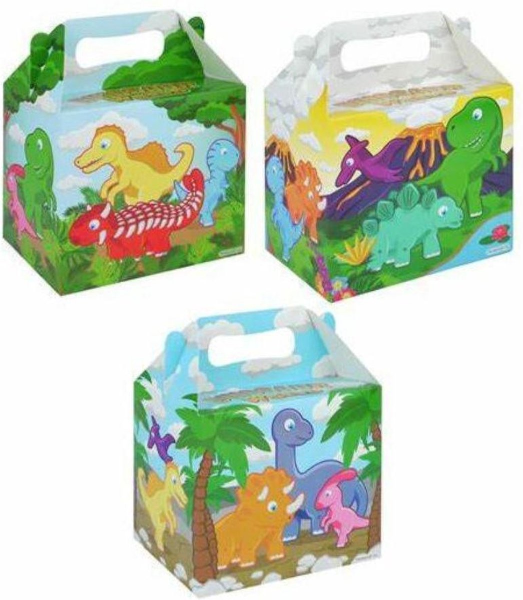 12 stuks menu box - traktatie box dinosaurus 14x 9.5 x 18 cm