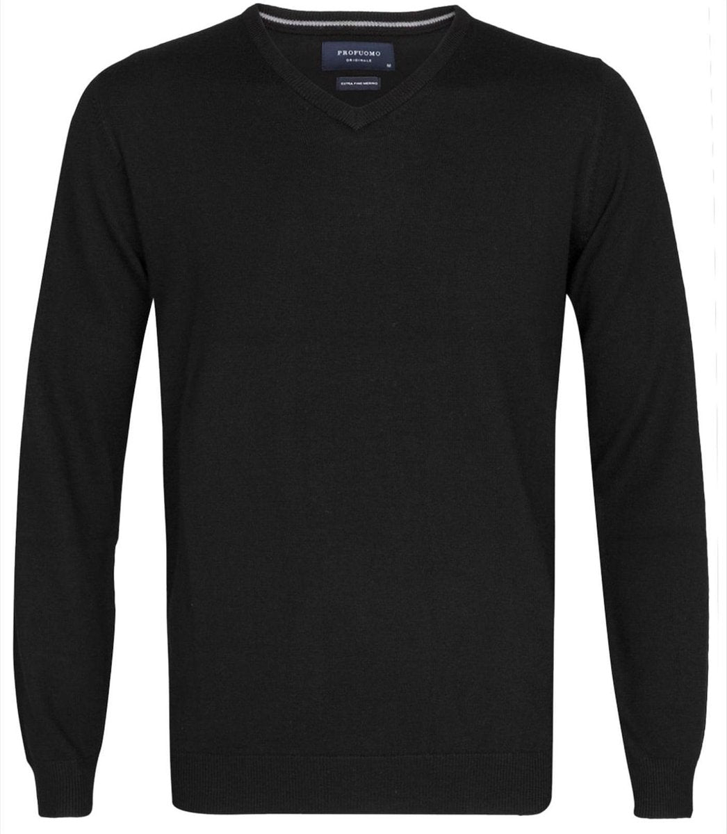 Profuomo Originale Slim Fit - heren trui wol - zwart -  Maat S