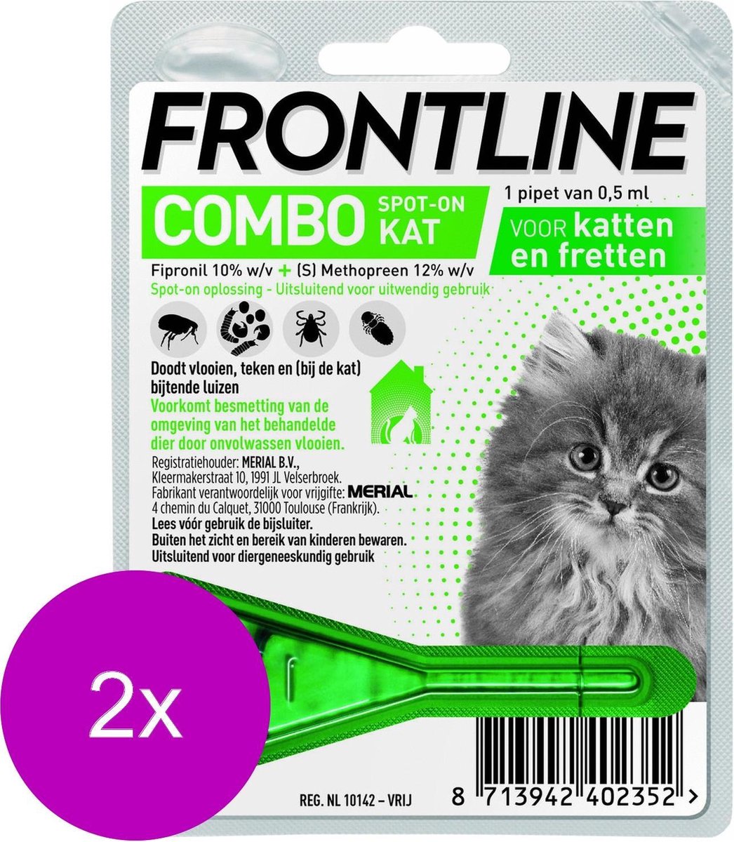 Frontline Combo Spot On Kitten - Anti vlooien en tekenmiddel - 2 x 1 pip
