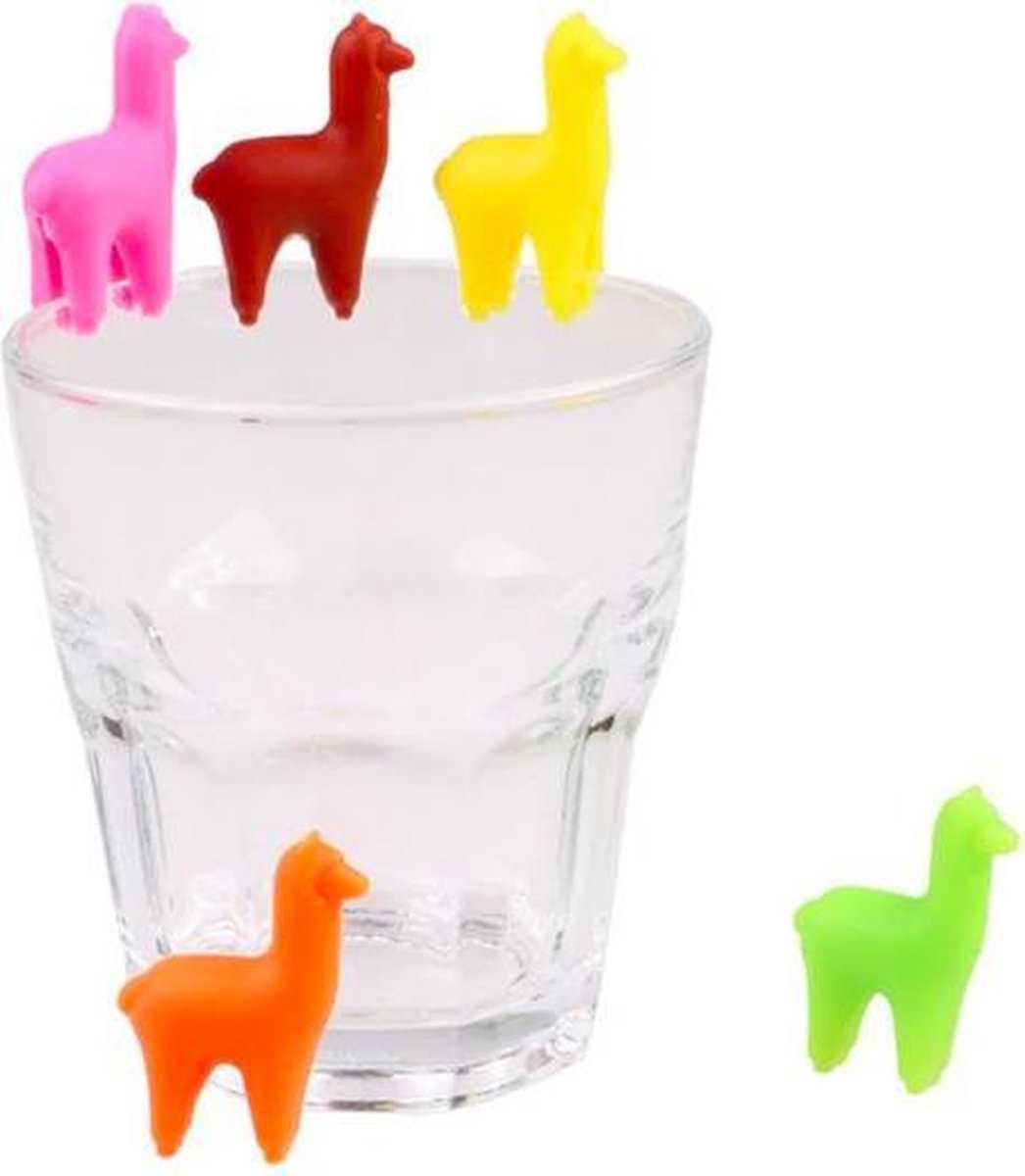 ProductGoods - 4x Glasmarkers Alpaca's - Glasversiering - Glas Marker - Glas Versiering - Decoratie - Label Jouw Glas - Alpaca
