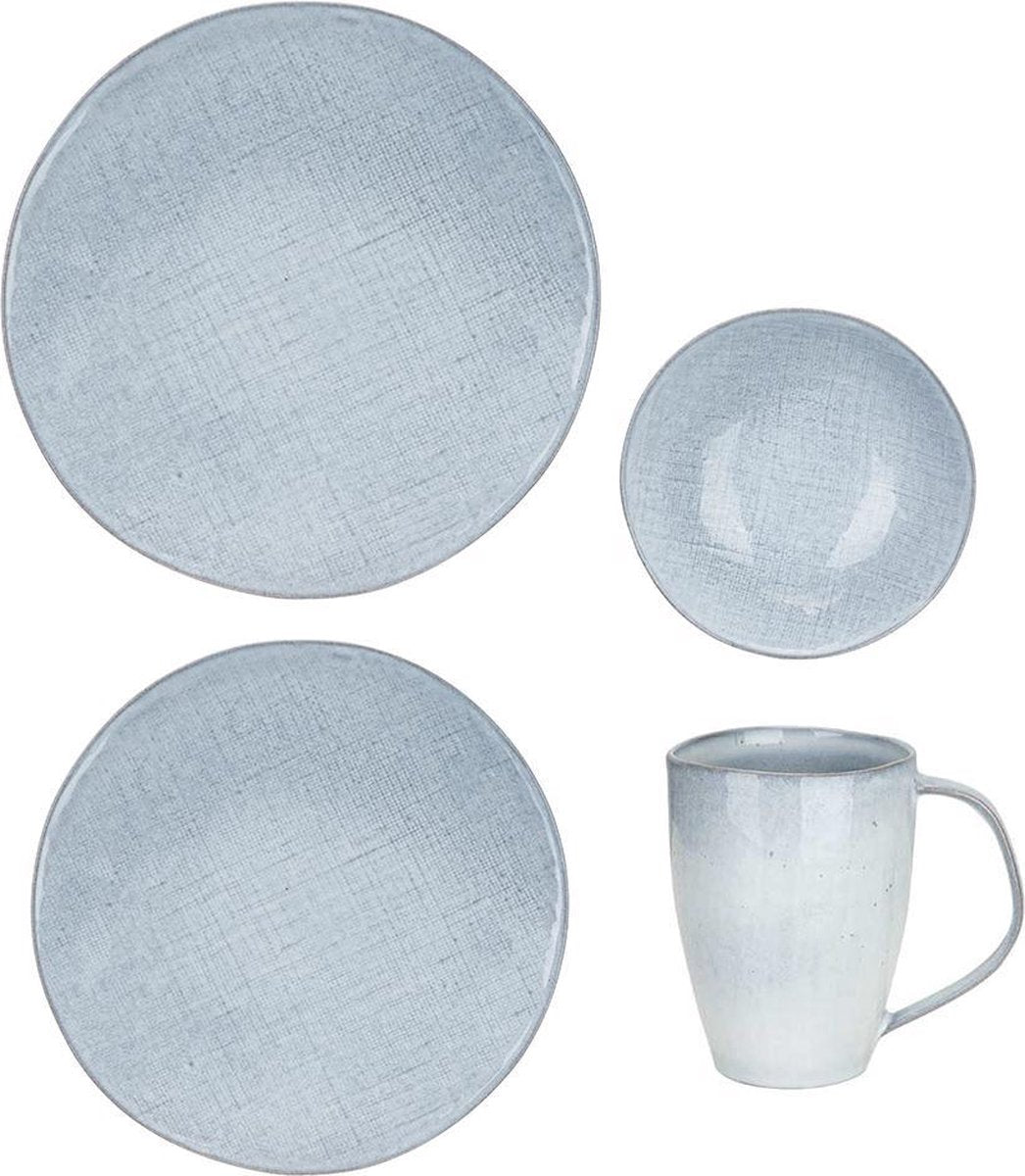 Cosy & Trendy Sajet grey - serviesset 6 persoons - 24 delig - Vaatwasserbestendig