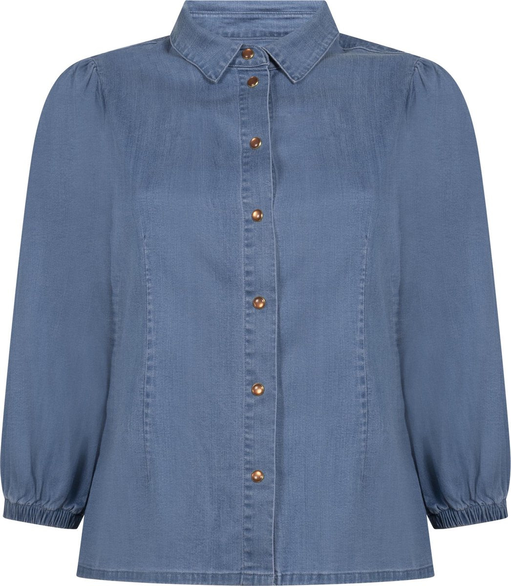 Tramontana | Jeans Blouse | Mid Blue Denim | Maat L | Blouse Dames Volwassen