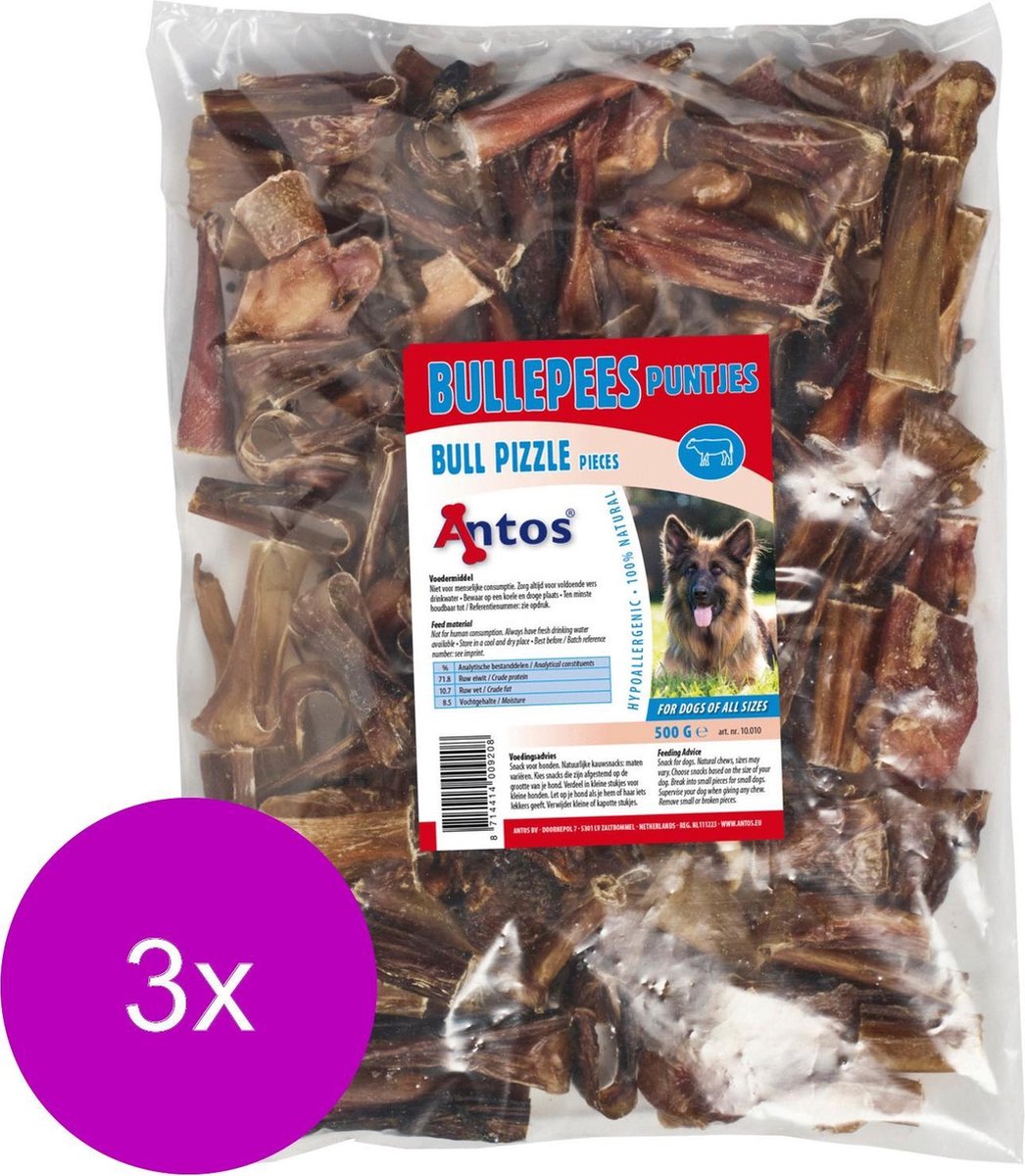 Antos Bullepeespuntjes - Hondensnacks - 3 x Rund 500 g