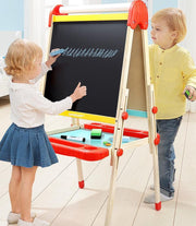 Topbright Dubbelzijdig tekenbord met accessoires - Hoogte verstelbaar - Schoolbord - Krijtbord - Tekenbord met een magnetisch krijtbord en een magnetisch whiteboard