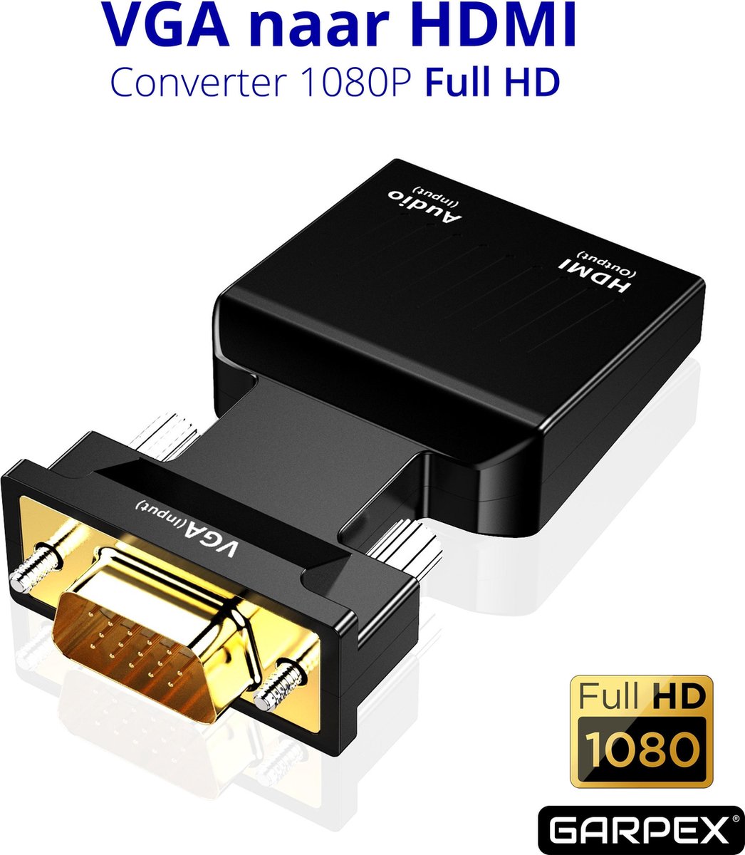 Garpex® VGA naar HDMI adapter – 1080P Full HD  Universele Converter – Analoog naar Digitaal