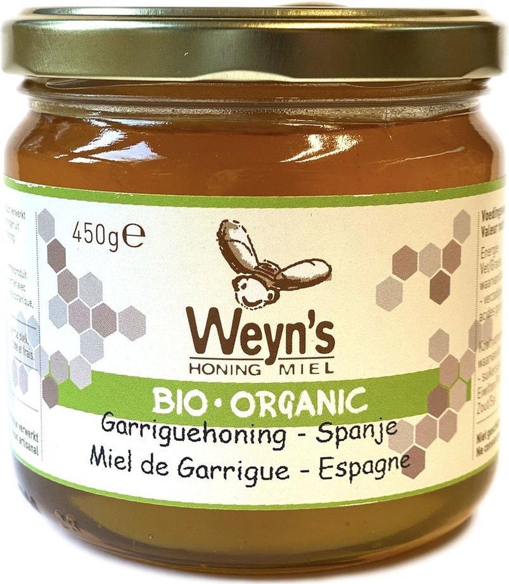 Biologische garrigue honing vloeibaar Spanje  - 450g - Weyn's - Honing vloeibaar