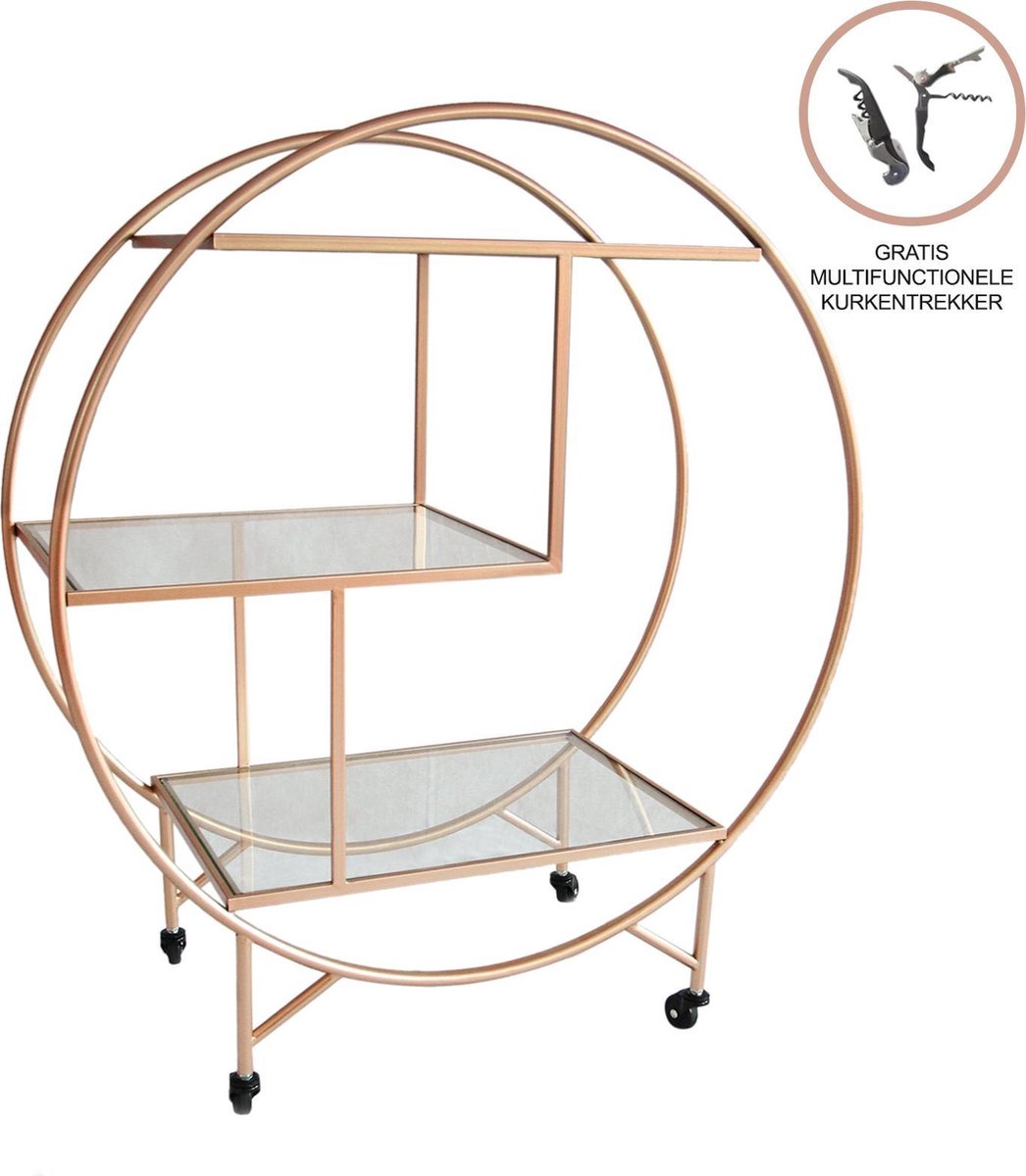 Rose Gold Drinks Trolley Bar Cart - Large