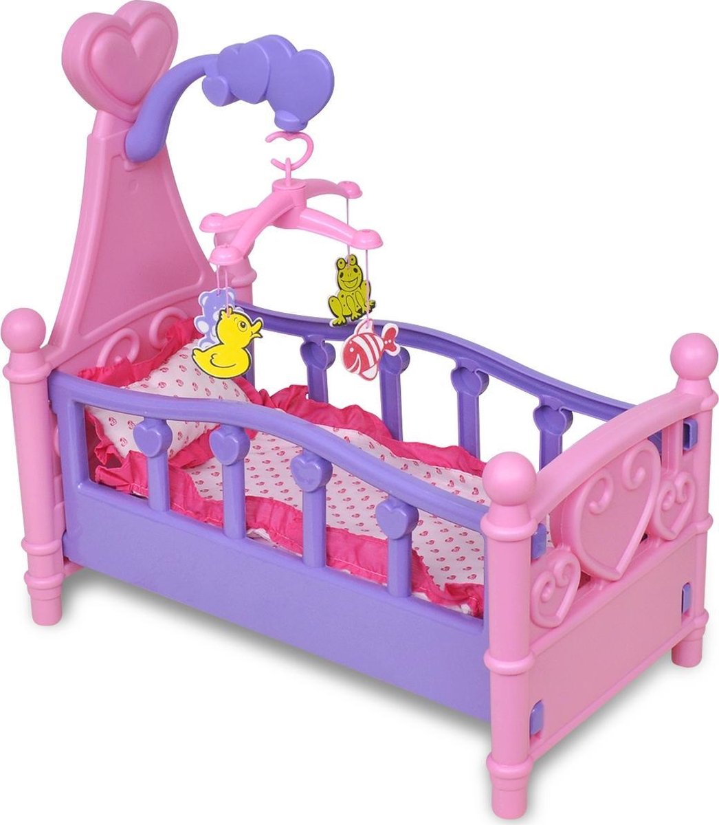 vidaXL Poppenbed voor kinderen kinderkamer roze + paars