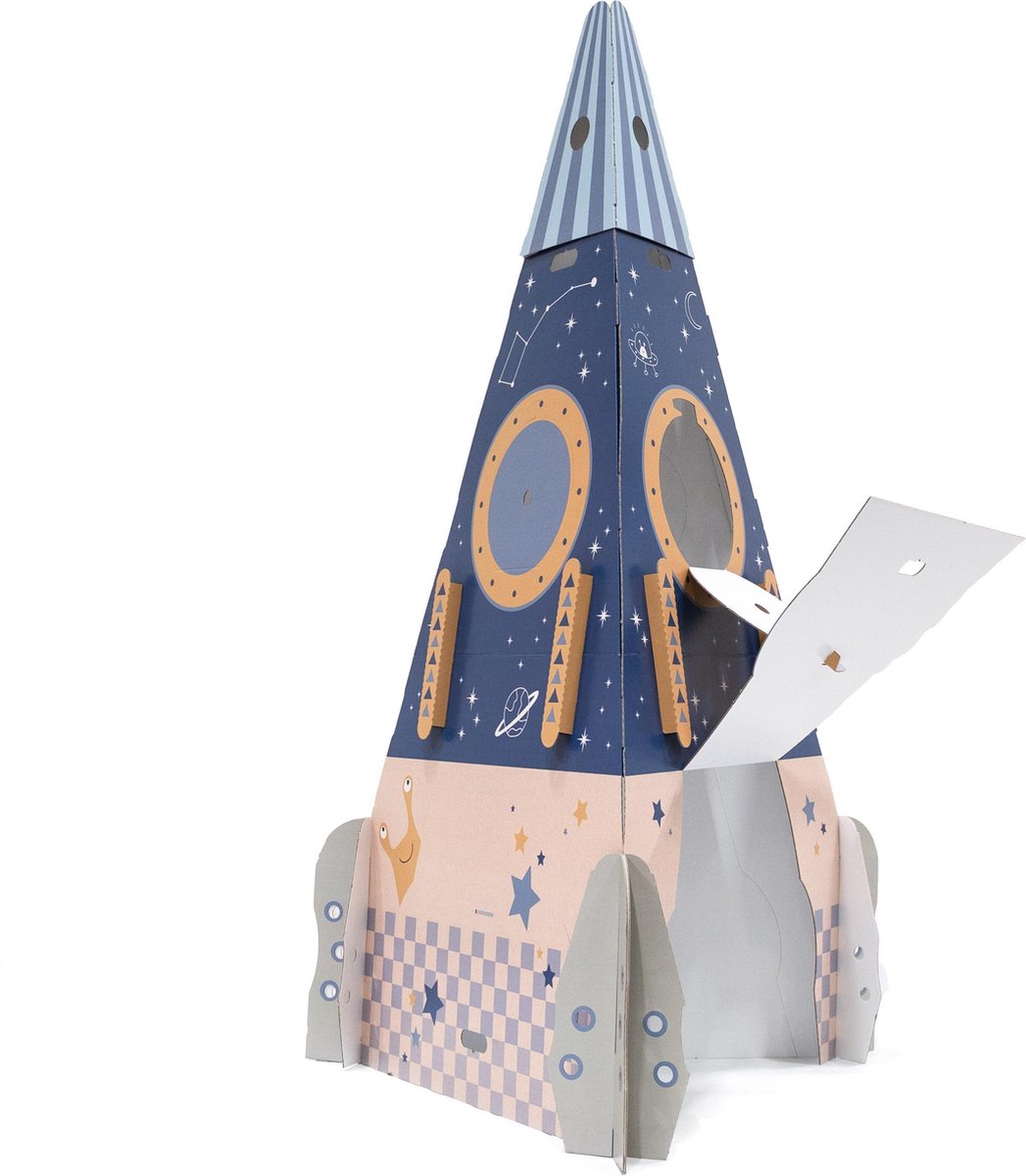 EVE kids Raket Speelgoed - Astronaut en Ruimte Speelgoed - Voor Jongens en Meisjes - Duurzaam Karton - Blauw