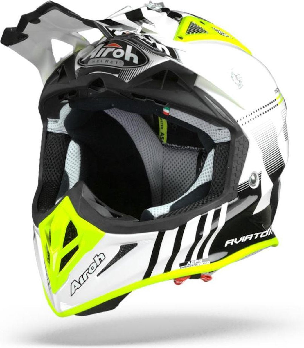 Airoh Aviator Ace Nemesi Wit Gloss Crosshelm - Motorhelm - Maat XL