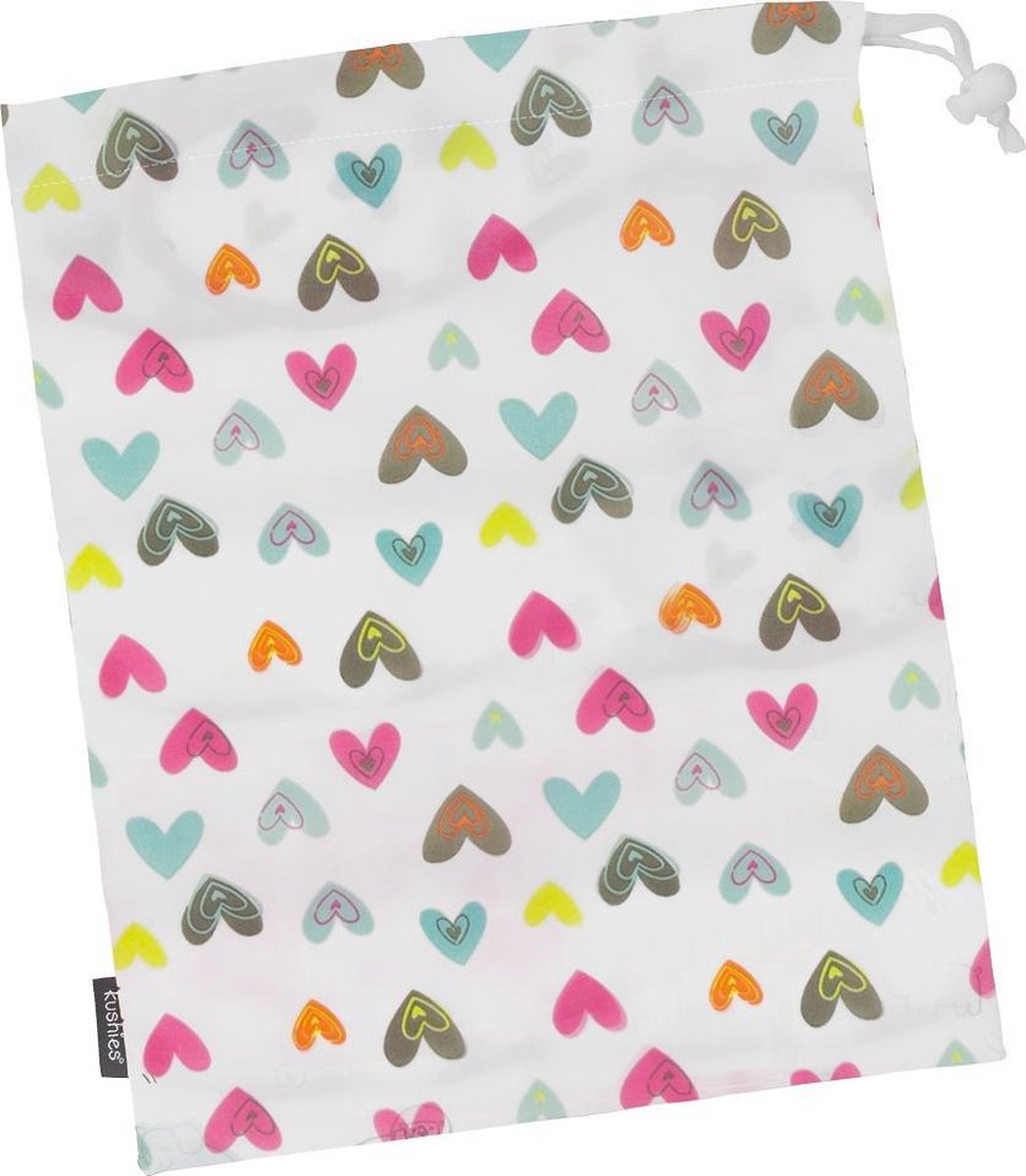 Kushies - Luiertas - Wetbag - 35x50cm - Wit - Hartjes