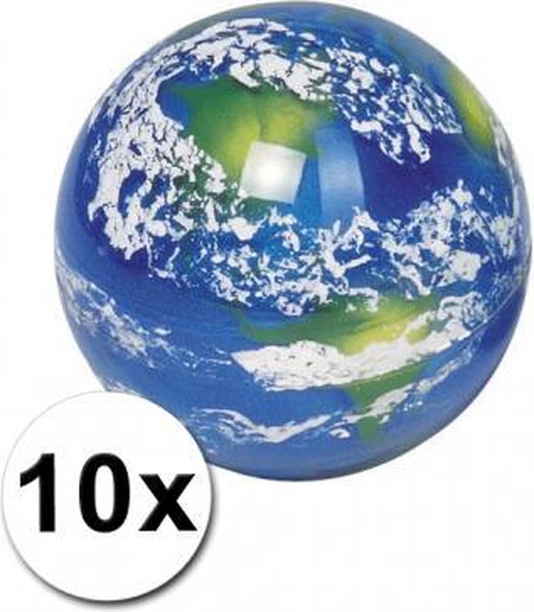 Wereldbol stuiterballen 10 stuks