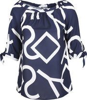 Blouse Eva met strikjes aan de mouwen