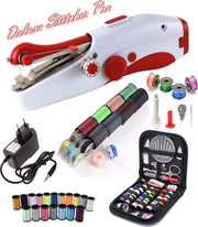 Deluxe Stitcher Pro - PREMIUM Handnaaimachine met Adapter en 96 Delige Starterskit - Mini naaimachine - Compact - Draadloos - Draagbare Reis Hand Naaimachine - Incl. 38 spoelen met garen - Elektrisch of op Batterijen