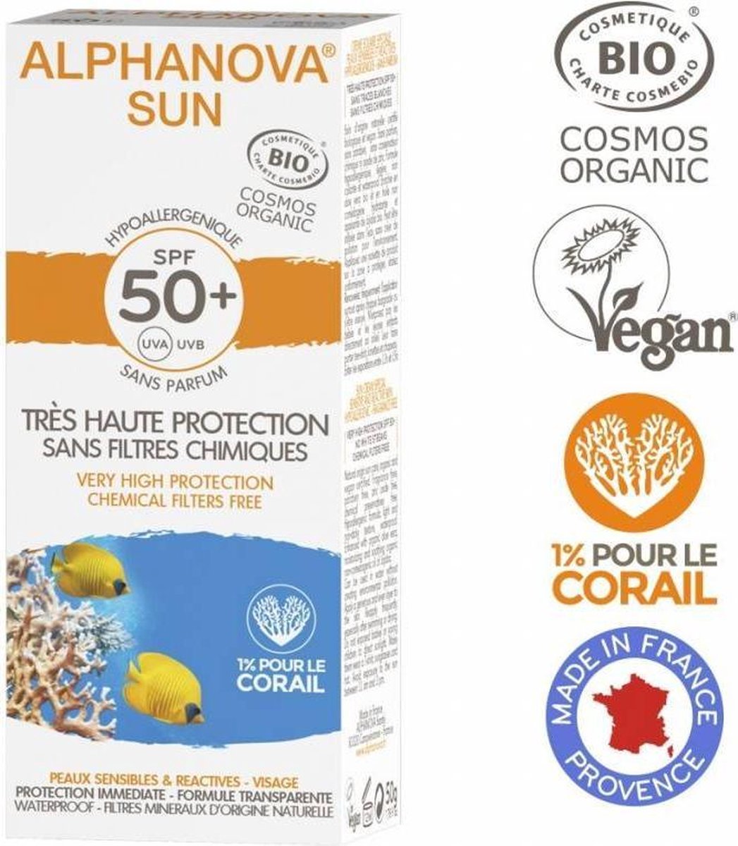 Alphanova SUN BIO SPF 50 voor de Allergische Gevoelige Huid - Waterproof