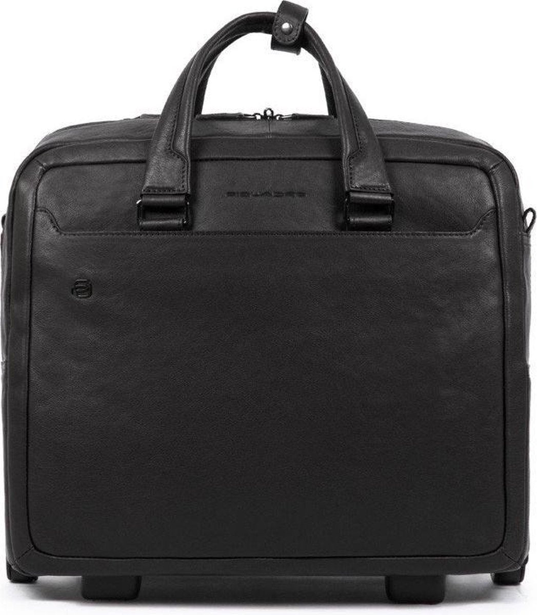 Piquadro Black Square Wheeled Computer Briefcase 15.6 Black