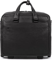 Piquadro Black Square Wheeled Computer Briefcase 15.6 Black