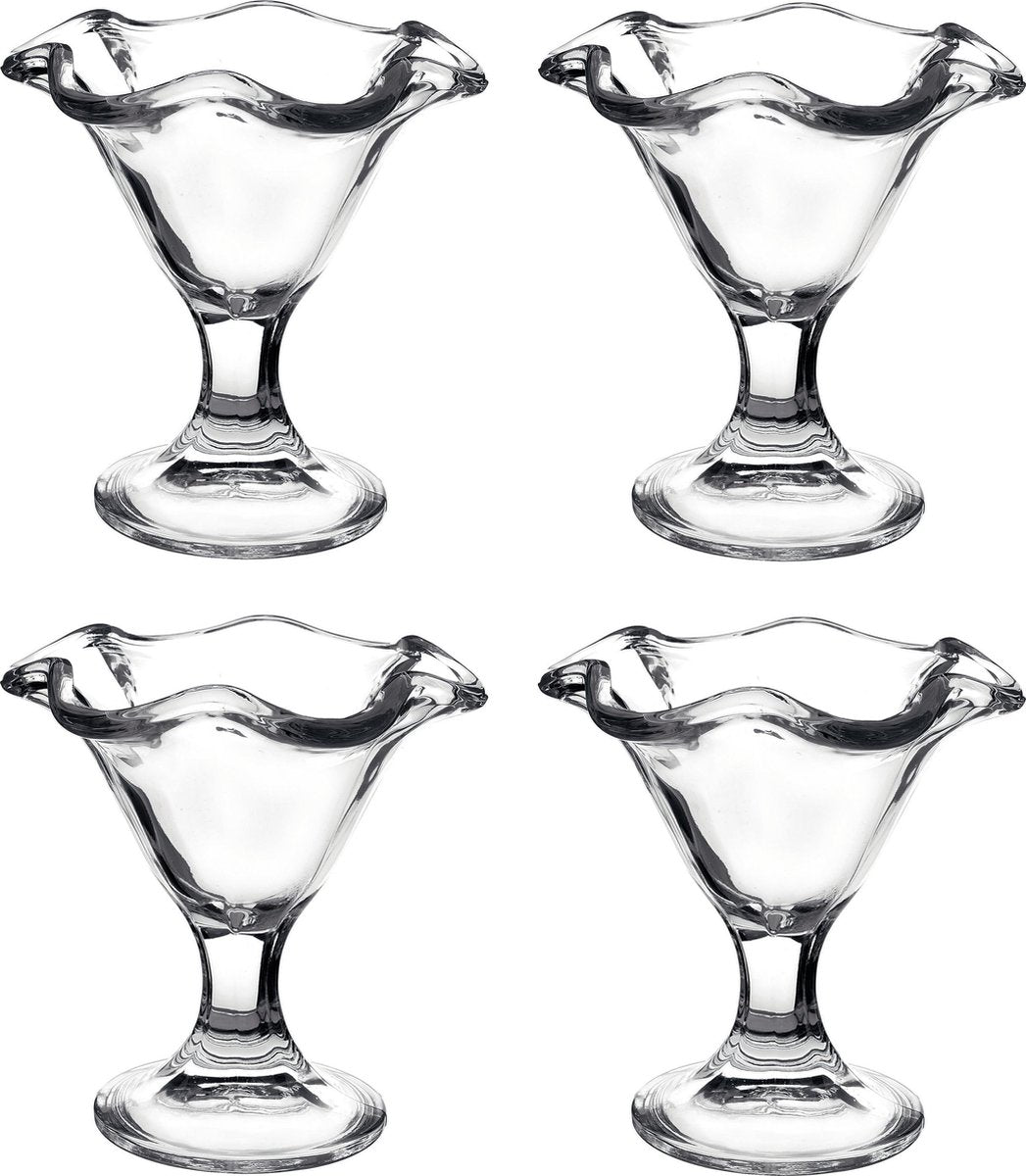 Set van 6x stuks ijs/sorbet coupes op voet van glas 240 ml - Ijscoupe glazen/schaaltjes