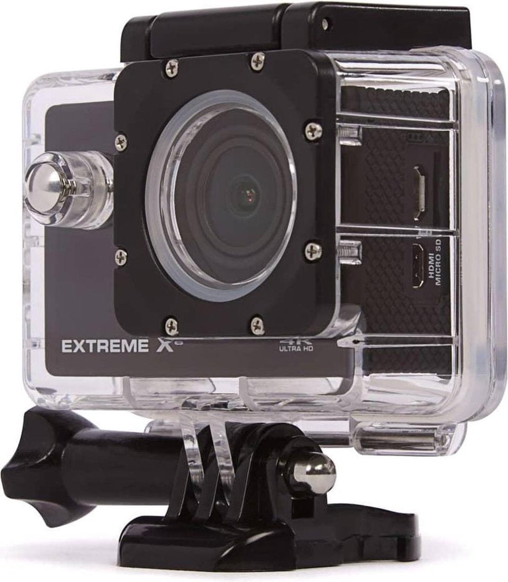 Nikkei EXTREMEX6S - 4K Action Cam met Waterdichte Behuizing en Bevestigings-accessoires - Zwart