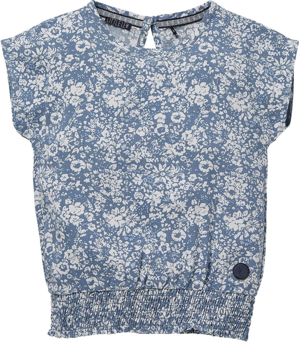 Levv blouse Nina licht blauw bloemenprint voor meisjes - maat 110