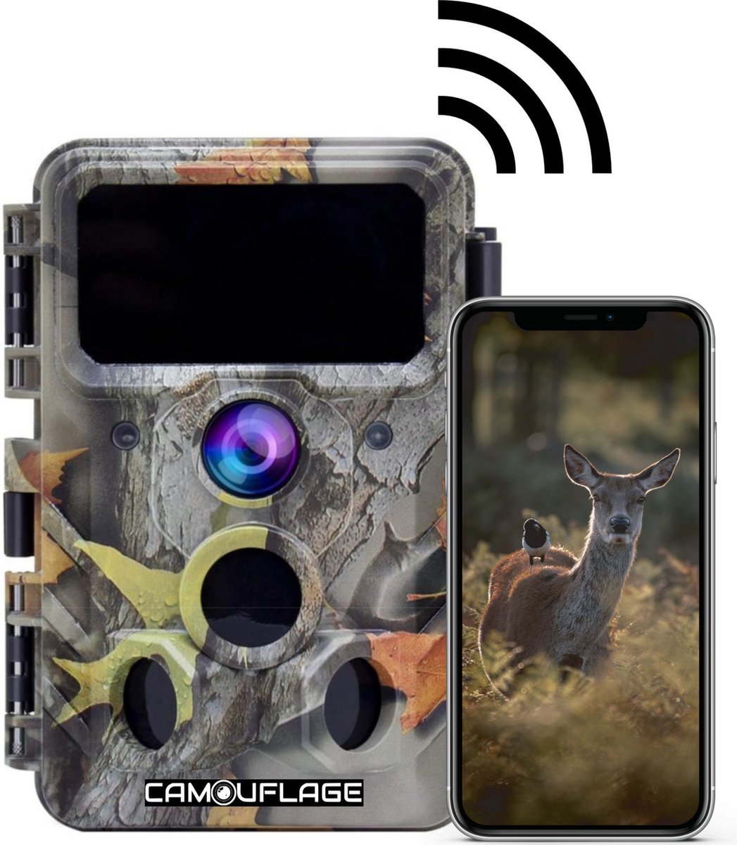 Camouflage EZ60 Wildcamera - Wildcamera Met Nachtzicht - Wildcamera Met WIFI - 4K Video en 30MP