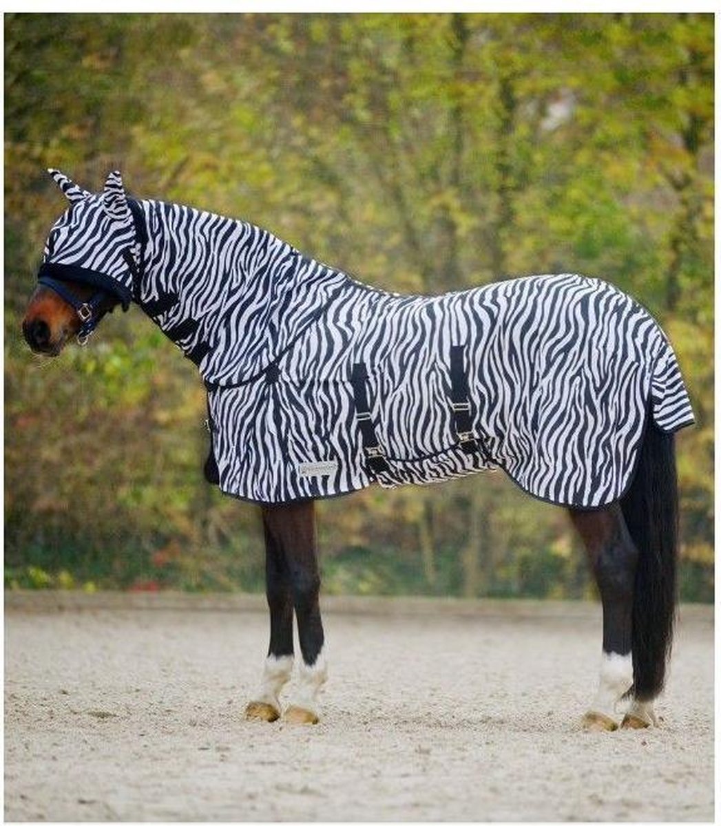 Waldhausen Vliegendeken Zebra - Anti insect - 175 cm Zwart Wit 125