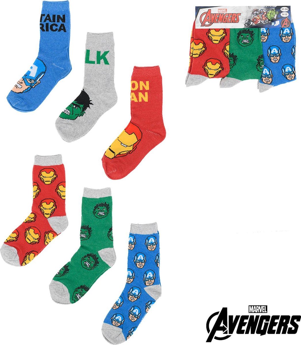 6 paar sokken Marvel Avengers 27-30