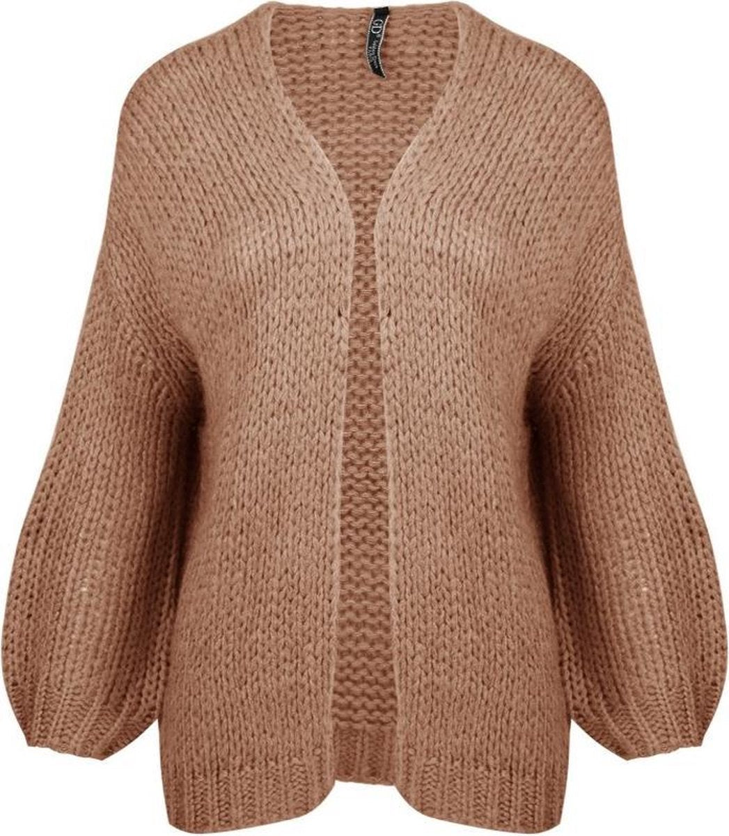 Grof Gebreid Vest Neva Hazelnoot - One Size