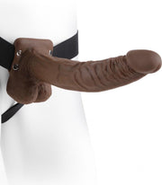9 Hollow Strap-On with Balls - Brown