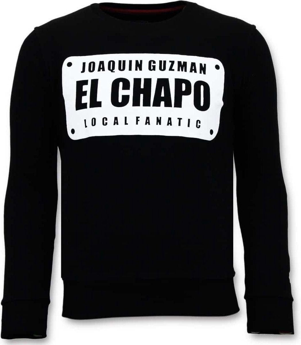 Local Fanatic Exclusieve Sweater Heren - Joaquin Guzman El Chapo - Zwart - Maten: XXL