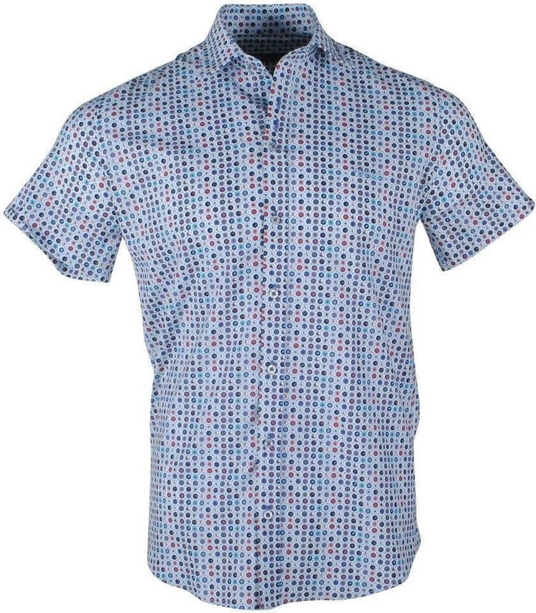 Ferlucci - Heren Korte Mouw Overhemd - Trendy Design - Stretch - Torino - Wit
