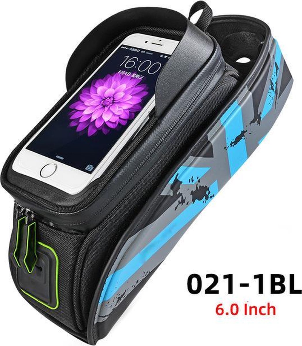 Baymate Hieronder 6.5 "Telefoon Fietstassen Waterdichte 1.7L Bovenbuis Stuurtas Grote Capaciteit Touchscreen Fiets Telefoon Tas Blue