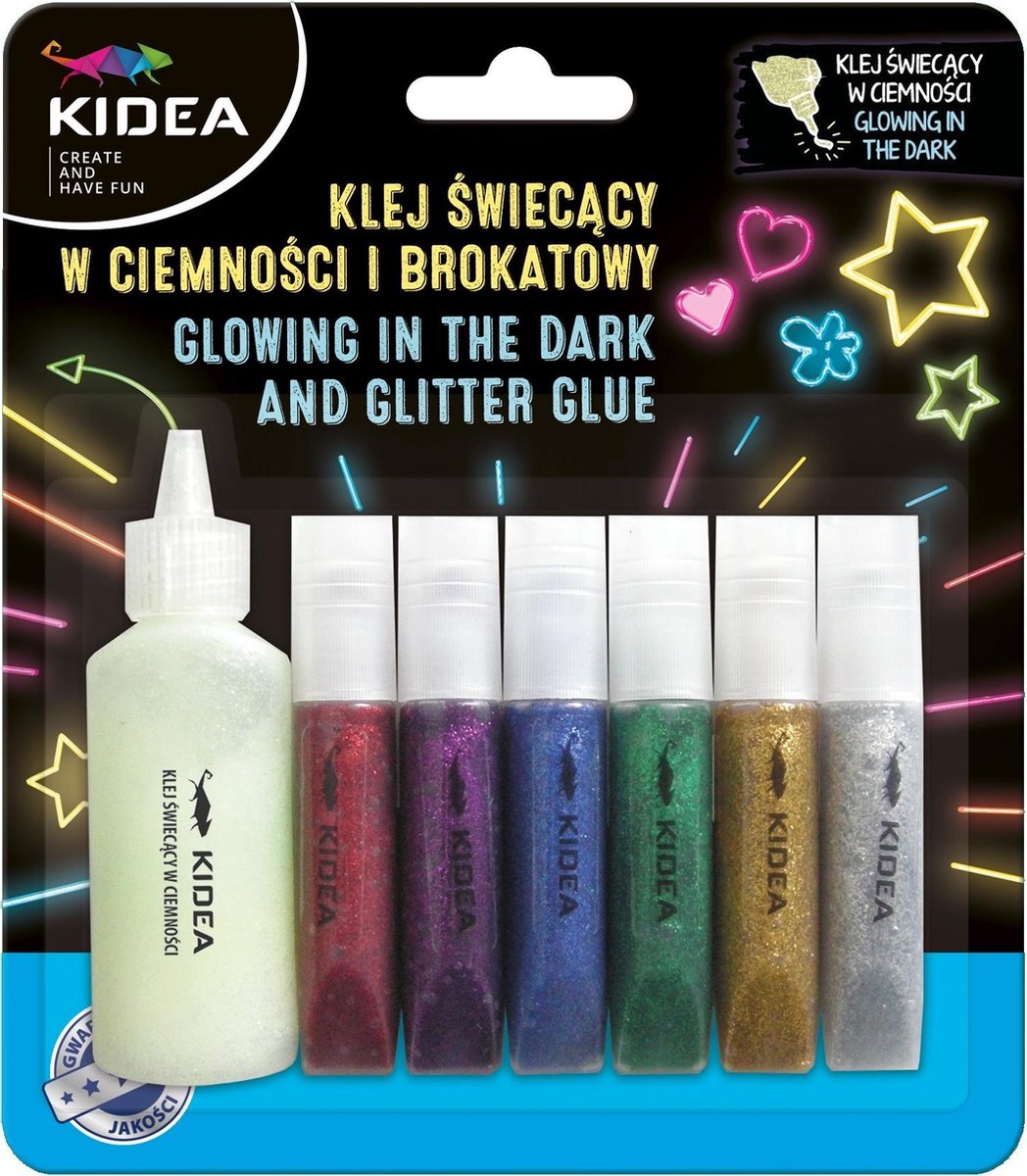 Kidea Glitterlijm Glow In The Dark 7 Stuks