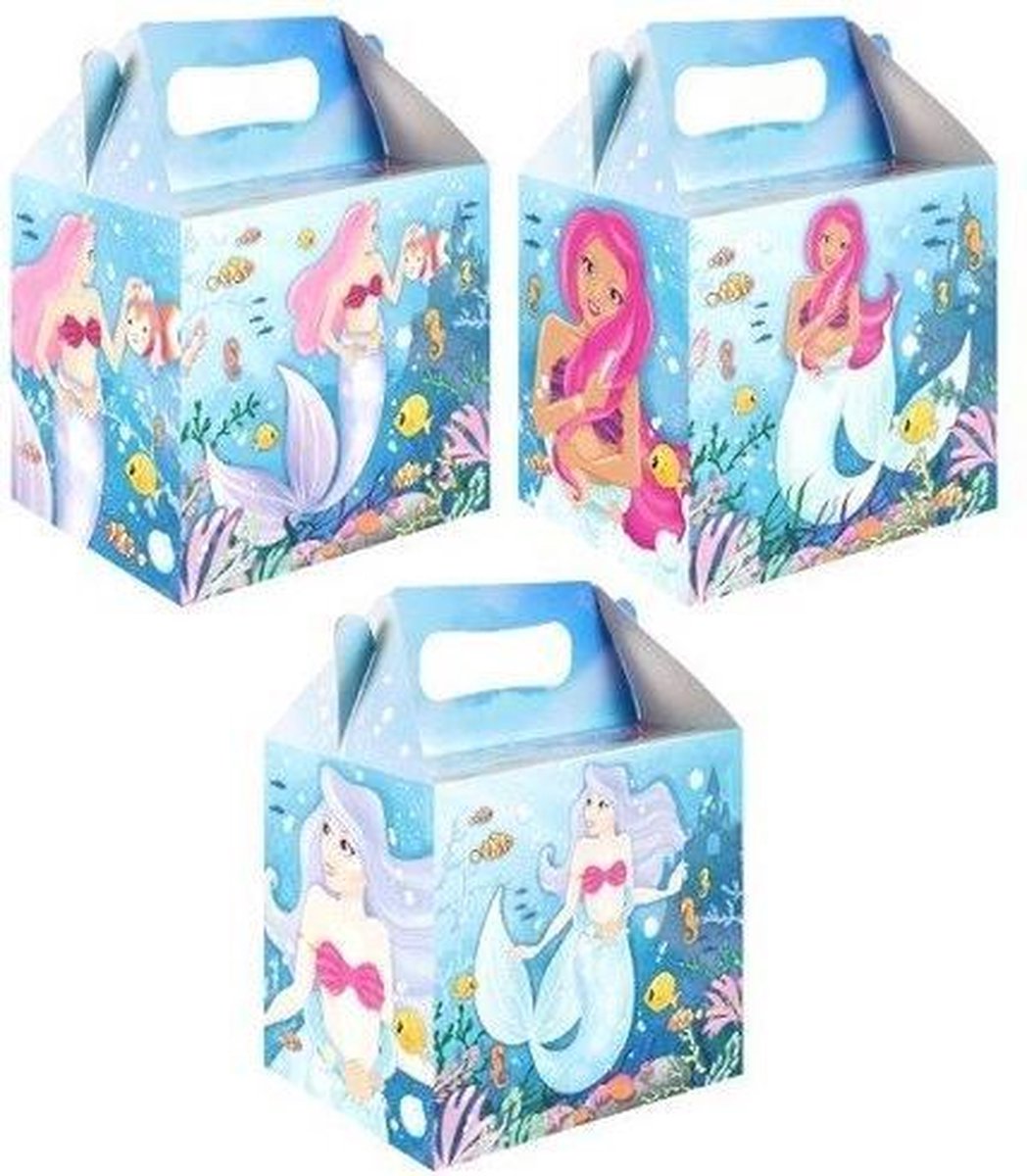 6 stuks menubox zeemeermin 14 x 9.5 x 18 Cm
