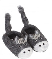 Vilten slofje - Grijs - Dennis the Donkey - maat 28 - 100% Wol - Fairtrade