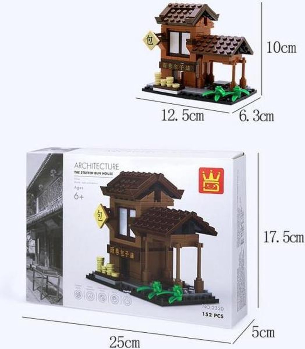 Wange Architecture - Brood huis - 152 Onderdelen - Lego Compatibel - Bouwdoos