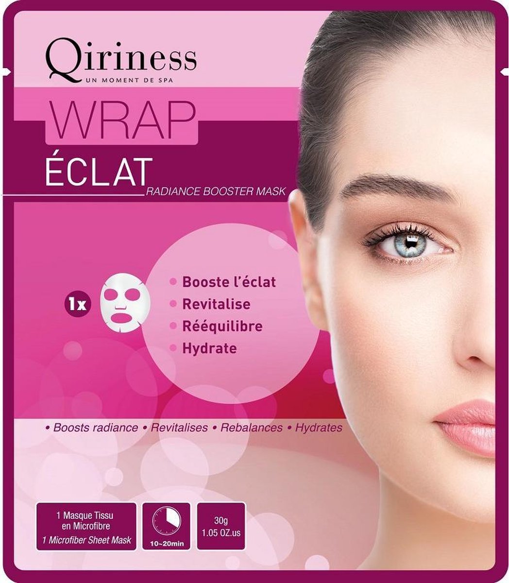 Wikkel Eclat masker in een vel dat de huid oplicht en een gloed van 30g geeft.
